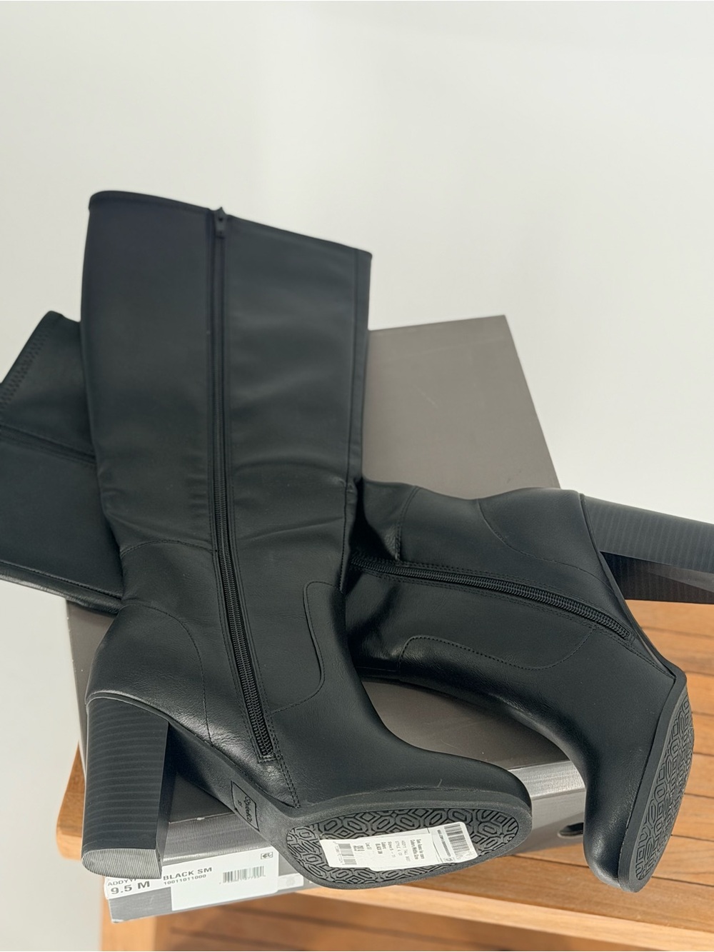 NEW STYLE & CO Black Mid-Calf Block Heel Boots - Women size 9.5M